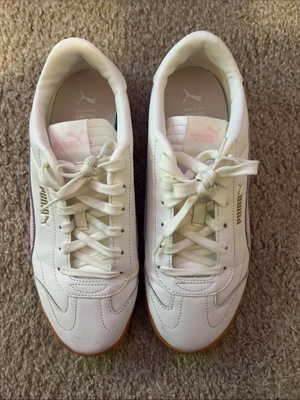 Puma White Sneakers with Pink and Gold Details